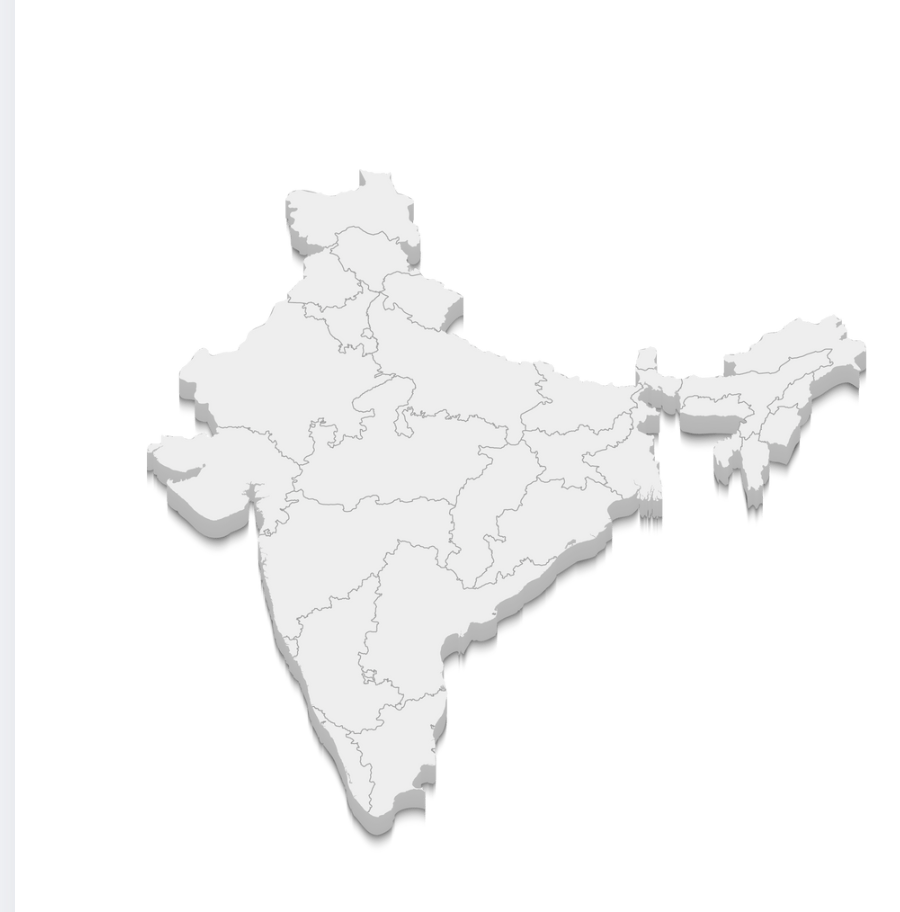 Isometric map of India — 3D depth with state outlines